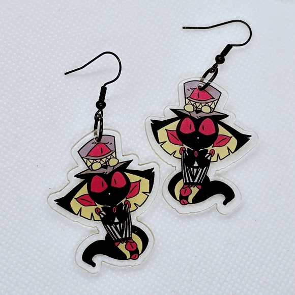 SIR PENTIOUS - Hazbin Hotel Inspired Dangle Earrings! Handmade! Hypo-Allergenic - Picture 2 of 3